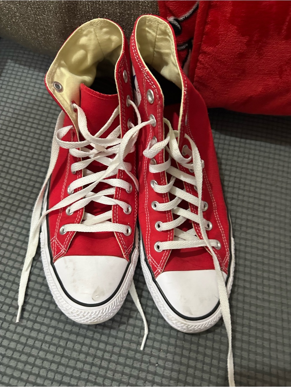 Red High-Top Canvas Sneakers - Classic Style